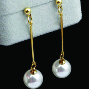 2022 Charm KC Gold Pearl Long Earrings Ear Stud Drop Dangle Women Jewelry Gifts - Image 1