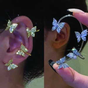 Fashion Butterfly Ear Clips Gold/Silver Plated Zircon Earrings Cuff Women Gifts - Image 1