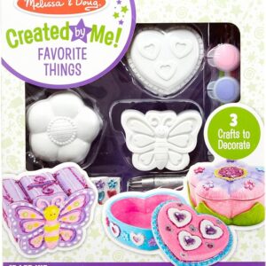 Melissa & Doug Created by Me! Favorite Things Craft Kits Set: Decorate-Your-Own Flower and Heart Treasure Boxes and Butterfly Bank - Image 1