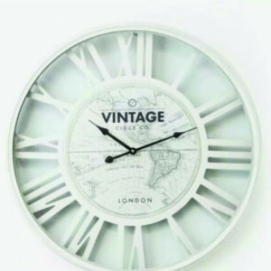 SALE Large 60cm White Vintage World Map Wall Clock Retro Chic Home Lounge. - Image 1